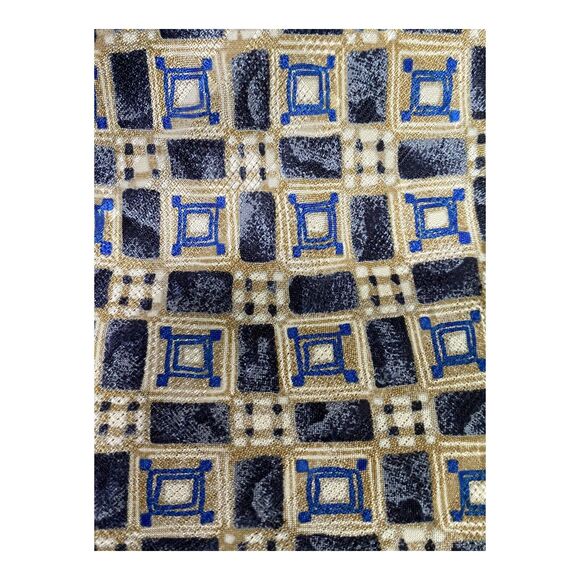 Ermenegildo‎ Zegna Men's Silk Necktie Blue Geometric Handmade In Italy 55” Long - Picture 2 of 8